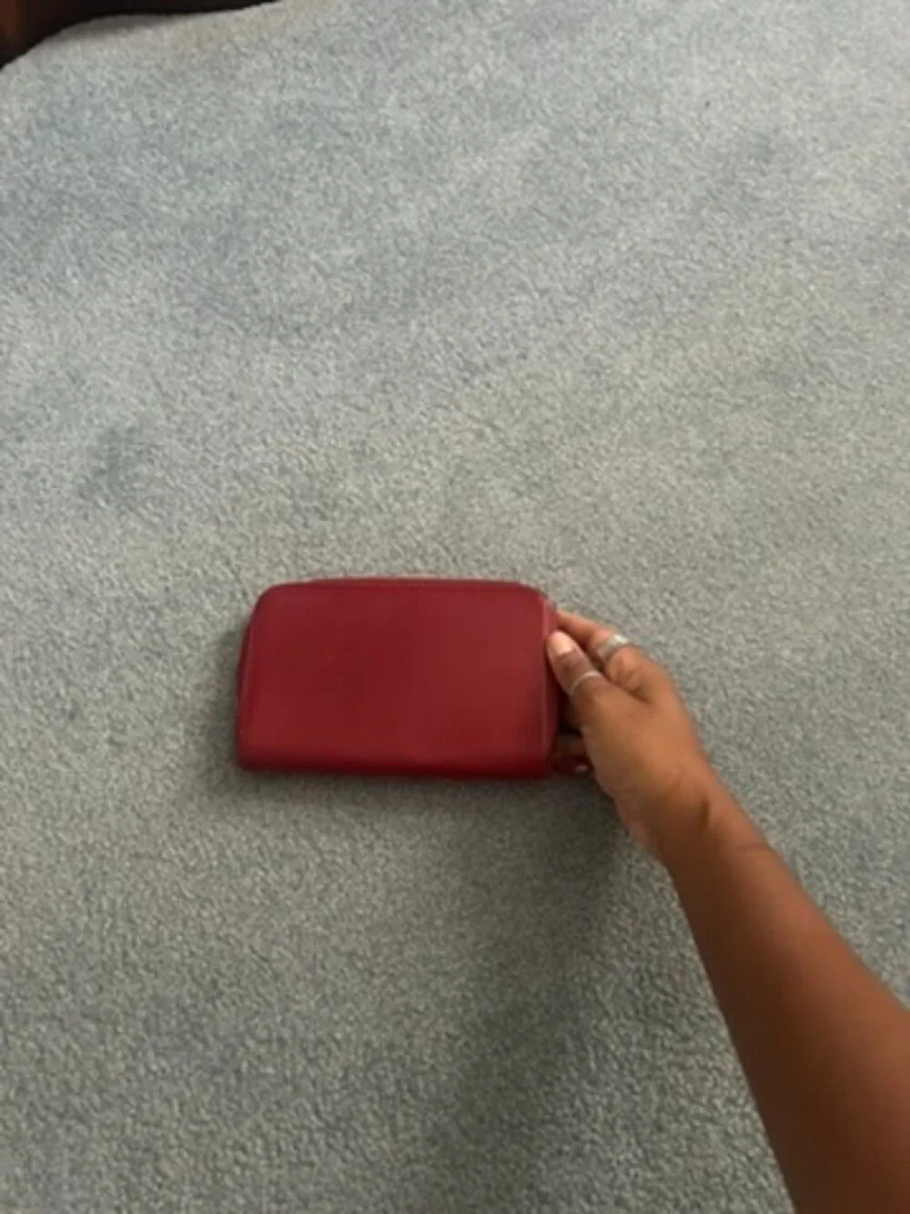 Coach long zip round wallet in smooth red leather